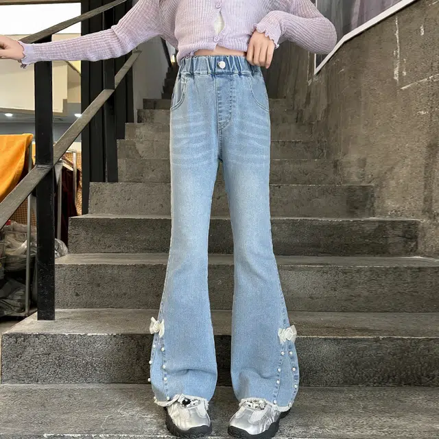木木屋牛仔裤 休闲渐变百搭舒适洋气 浅蓝色 儿童款