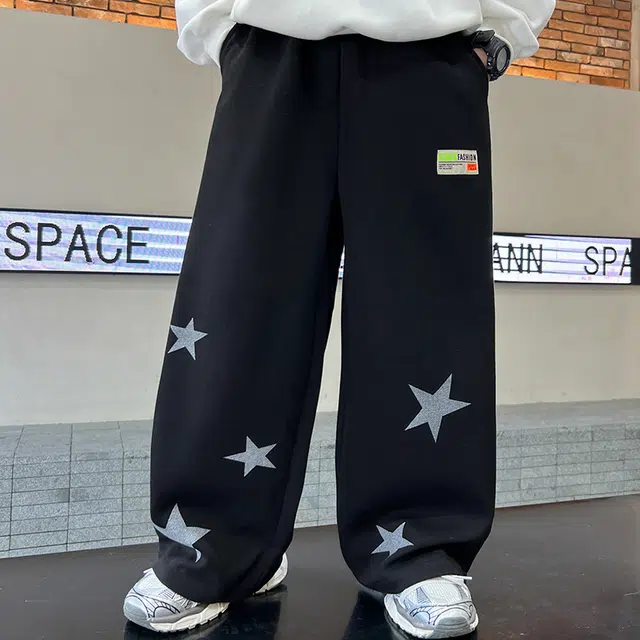 木木屋 松紧腰洋气简约星星牛仔长裤 青少年