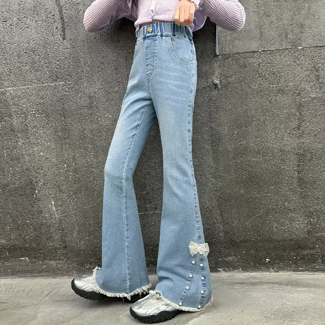 木木屋牛仔裤 休闲渐变百搭舒适洋气 浅蓝色 儿童款