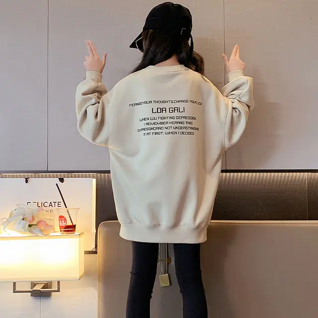 木木屋 舒适宽松潮流洋气百搭卫衣 杏色 青少年