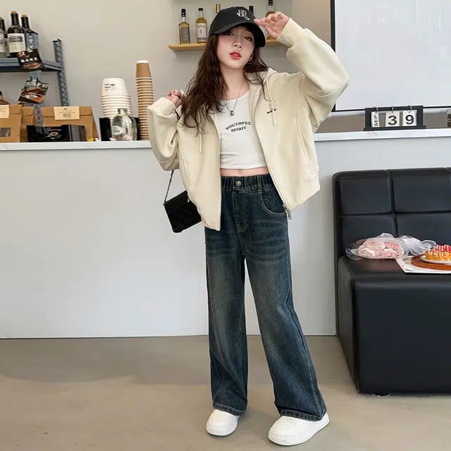 木木屋 舒适亲肤拉链夹克外套 杏色 青少年