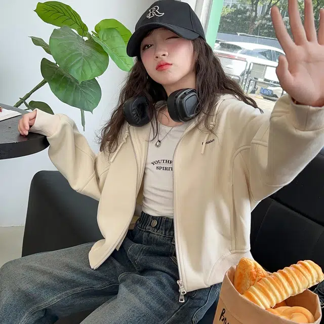 木木屋 舒适亲肤拉链夹克外套 杏色 青少年