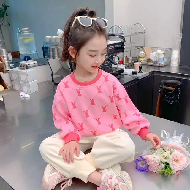 木木屋 简约套头舒适百搭休闲长袖卫衣 粉色 中小童