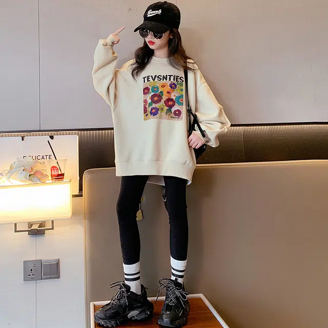 木木屋 舒适宽松潮流洋气百搭卫衣 杏色 青少年
