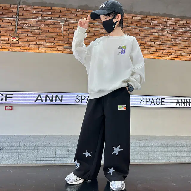 木木屋 松紧腰洋气简约星星牛仔长裤 青少年