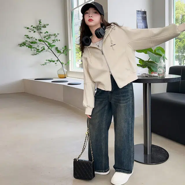 木木屋 舒适亲肤拉链夹克外套 杏色 青少年