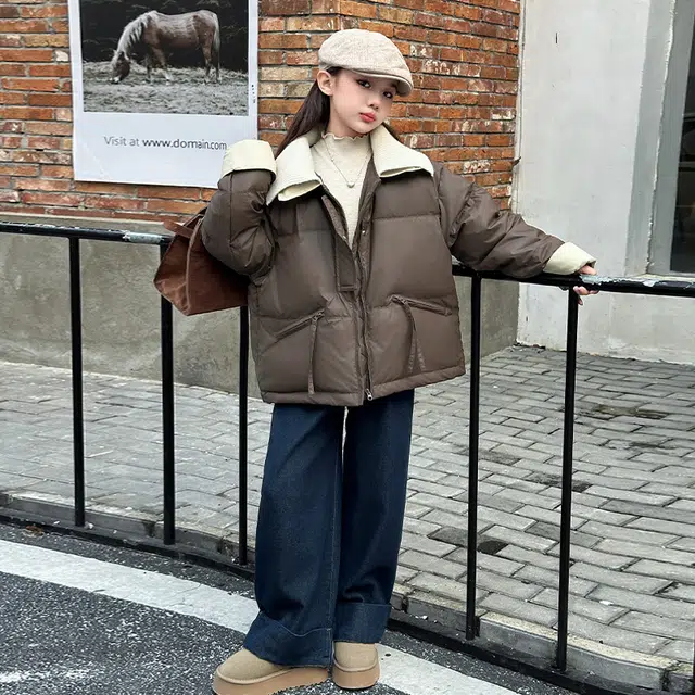 木木屋 翻领时尚洋气长袖羽绒服 青少年