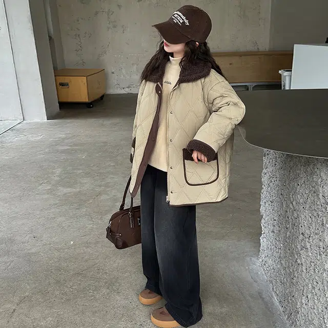 木木屋 洋气舒适柔软百搭棉衣 咖色 青少年