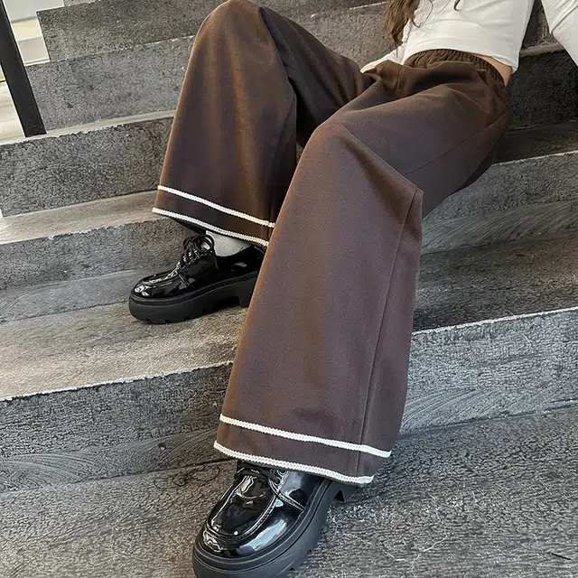 木木屋 松紧腰洋气简约纯色休闲长裤 青少年