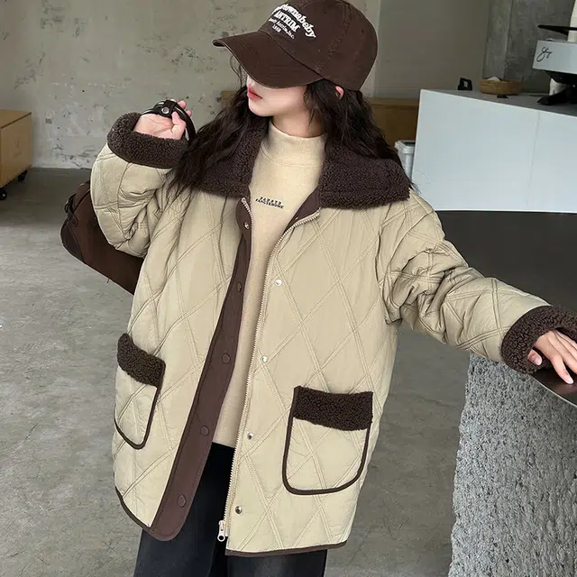 木木屋 洋气舒适柔软百搭棉衣 咖色 青少年