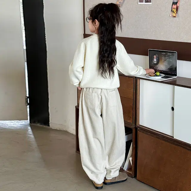 木木屋 舒适潮流洋气百搭纯色毛衣 白色 青少年