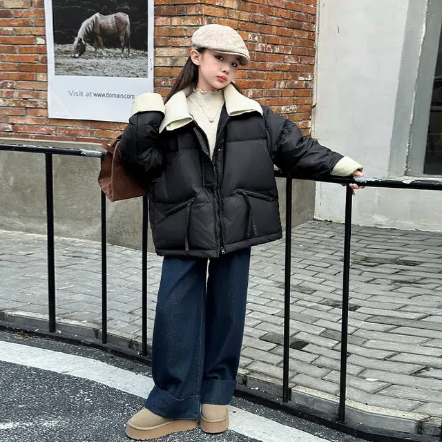 木木屋 翻领时尚洋气长袖羽绒服 青少年