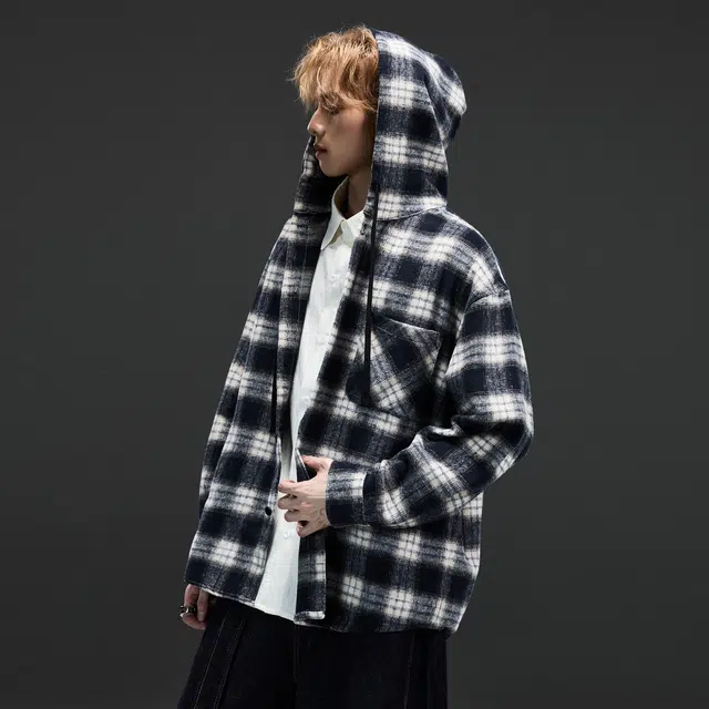 隐狼世家 连帽潮牌复古休闲百搭衬衫 男款