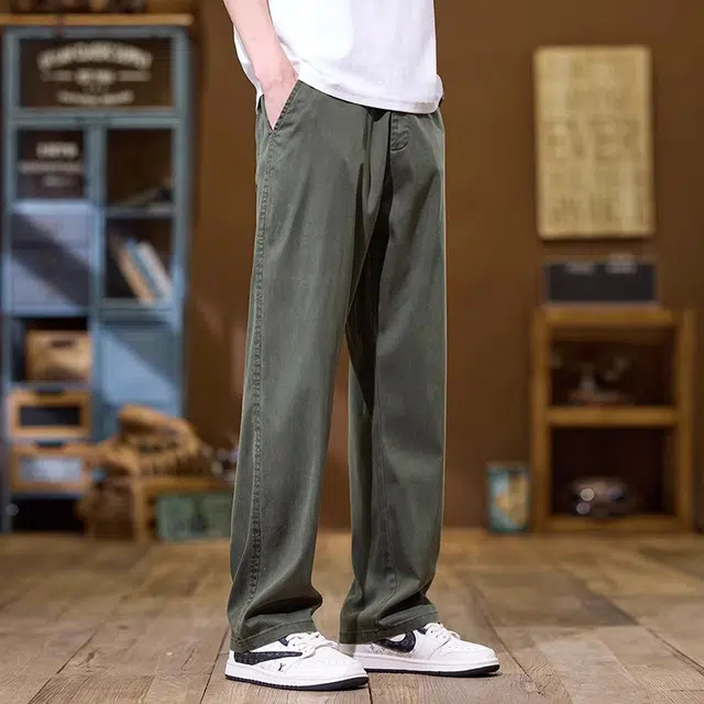 隐狼世家 直筒宽松工装阔腿休闲裤 男款