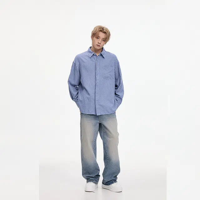 隐狼世家 拼接条纹纯棉长袖衬衣男秋季高级感慵懒松弛格子外套衬衫 男款