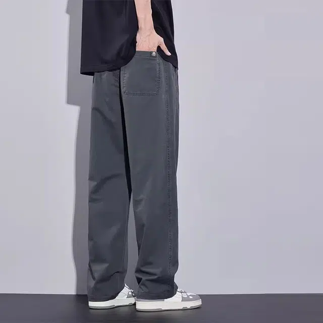 隐狼世家 美式潮牌纯棉宽松直筒阔腿工装长裤子休闲裤 男款