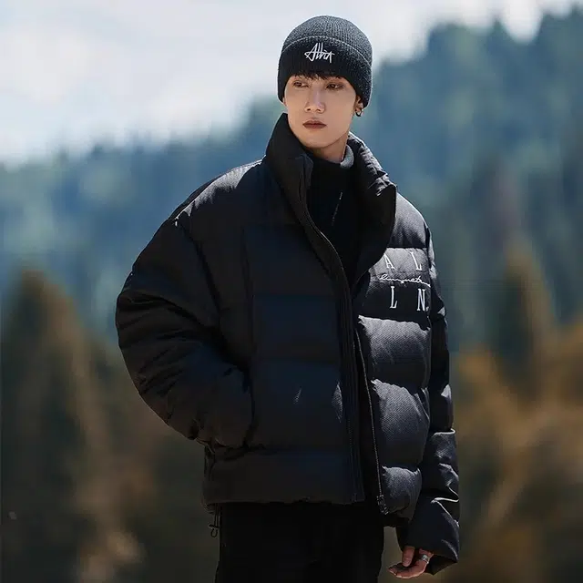 隐狼世家 美式潮牌防寒保暖短款立领外套百搭青少年面包服羽绒服 男款
