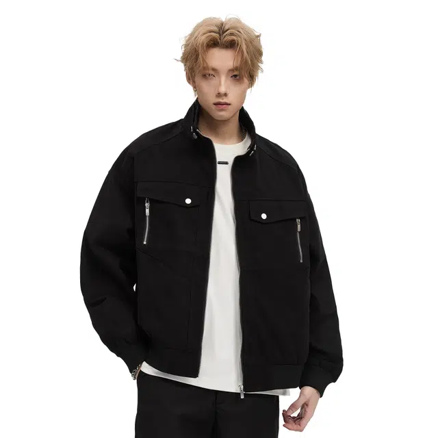 隐狼世家 立领飞行员男秋季美式潮牌工装机车服情侣短款外套夹克 男款