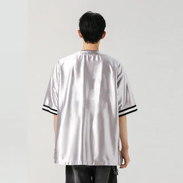 隐狼世家 美式复古设计感日系上衣短袖衬衫 男款