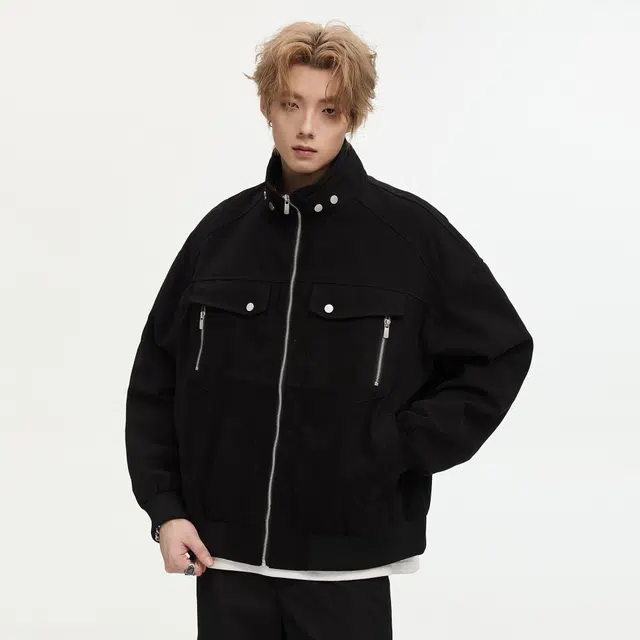 隐狼世家 立领飞行员男秋季美式潮牌工装机车服情侣短款外套夹克 男款