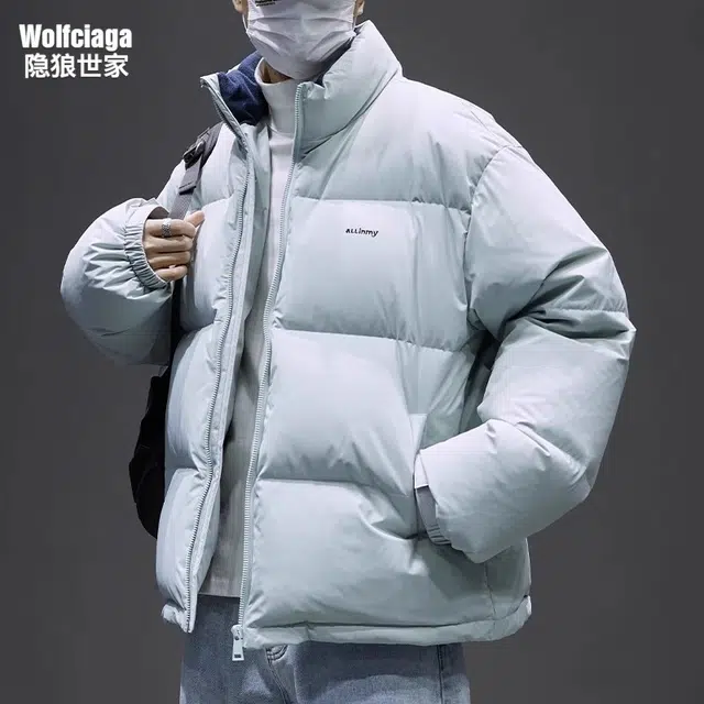 隐狼世家 白鸭绒男冬季立领加厚保暖短款外套简约百搭面包服羽绒服 男款