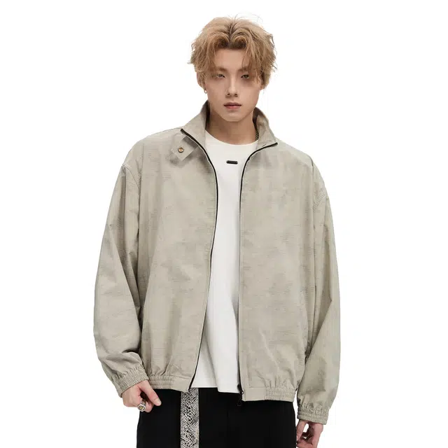 隐狼世家 哈灵顿立领外套男春秋季美式复古宽松短款休闲翻领情侣夹克 男款