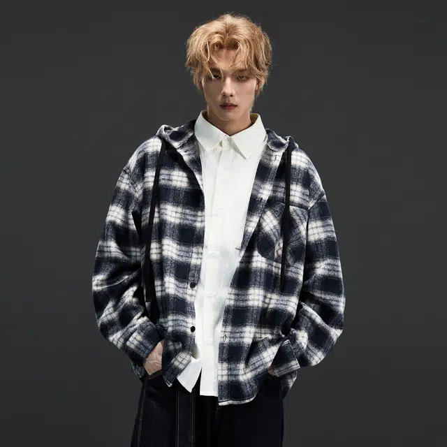 隐狼世家 连帽潮牌复古休闲百搭衬衫 男款
