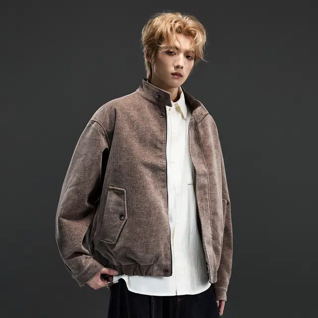 隐狼世家 老钱风两面穿男秋季休闲千鸟格内里短款哈灵顿情侣外套夹克 男款