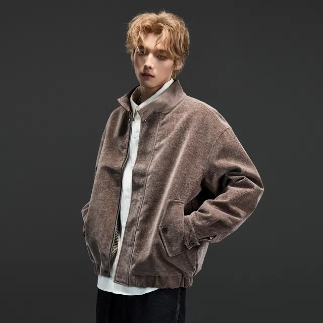 隐狼世家 老钱风两面穿男秋季休闲千鸟格内里短款哈灵顿情侣外套夹克 男款