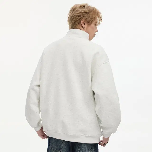 隐狼世家 美式撞色半拉链男生秋季潮牌休闲长袖上衣情侣高领外套卫衣 男款