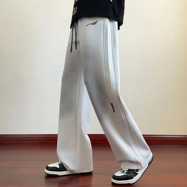 隐狼世家 美式春秋季重磅裤子男潮牌阔腿渐变工装裤直筒宽松痞帅长裤裤休闲裤 男款