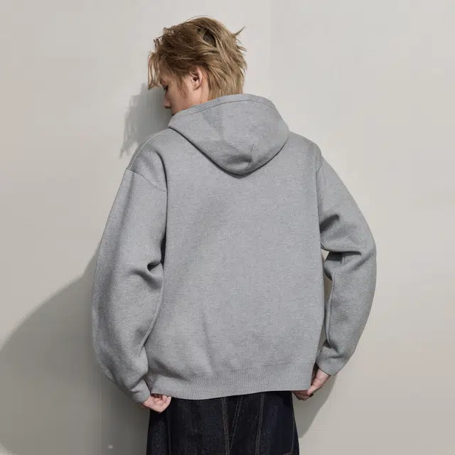 隐狼世家 灰色针织开衫毛衣男秋冬纯色宽松廓形连帽百搭休闲情侣外套卫衣 男款