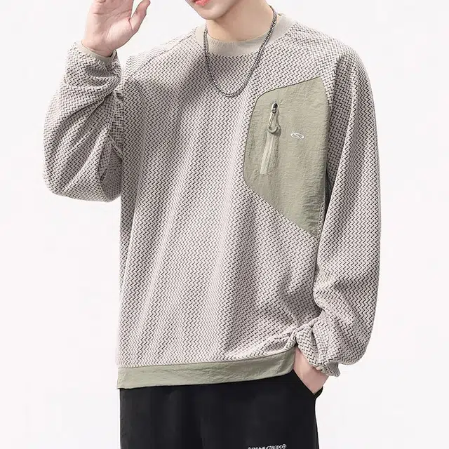 隐狼世家 保暖透气撞色贴身层冬季螺纹圆领抓绒抗静电男卫衣 男款