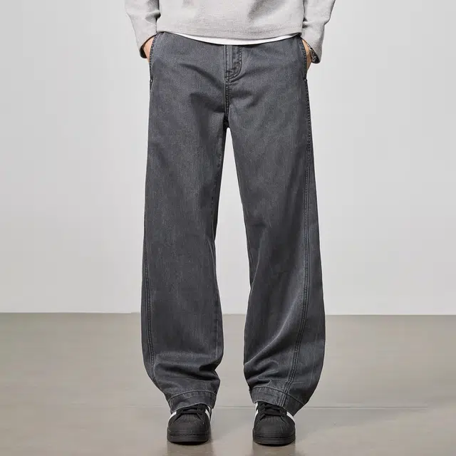 隐狼世家 隐狼世家弯刀男美式复古水洗做旧纯棉宽松直筒阔腿裤子牛仔裤 男款