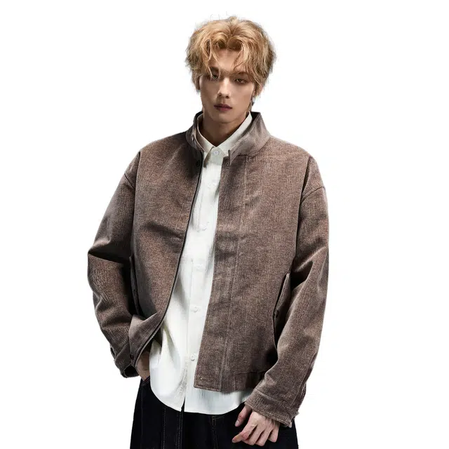 隐狼世家 老钱风两面穿男秋季休闲千鸟格内里短款哈灵顿情侣外套夹克 男款