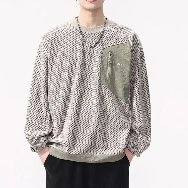 隐狼世家 保暖透气撞色贴身层冬季螺纹圆领抓绒抗静电男卫衣 男款