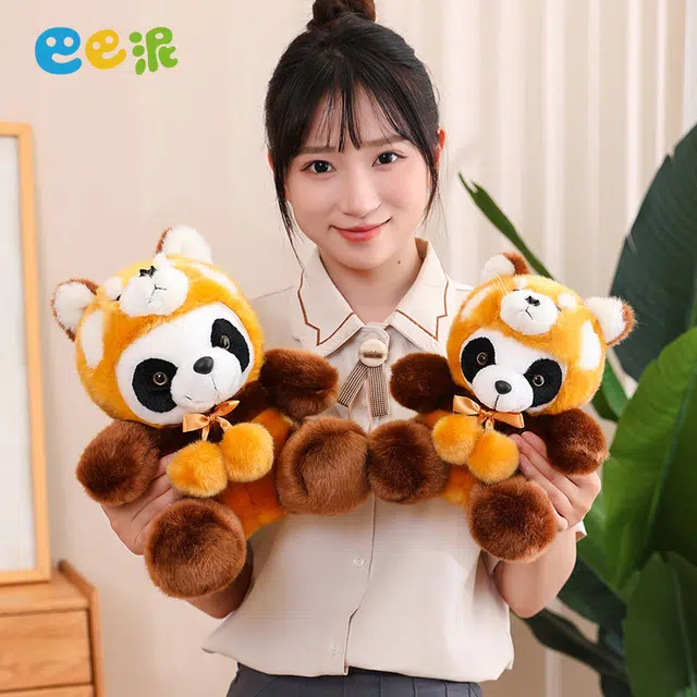 巴巴泥 浣熊变身熊猫公仔 泰迪熊 玩偶 毛绒公仔