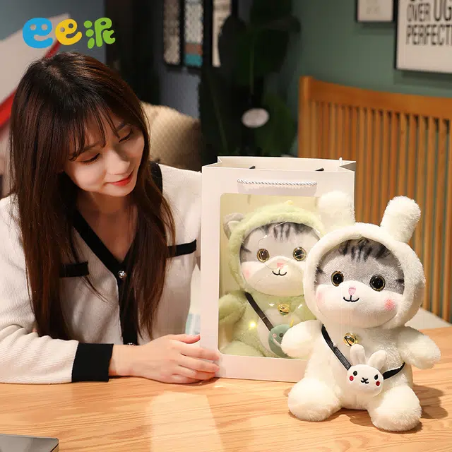 巴巴泥 变身猫咪公仔 可爱小猫 动物 玩偶 毛绒公仔