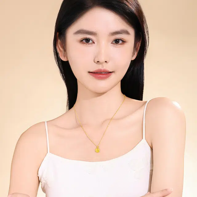老庙 精致简约玫瑰花金首饰小众闺蜜节日礼盒款 足金 按克计价 吊坠 女款