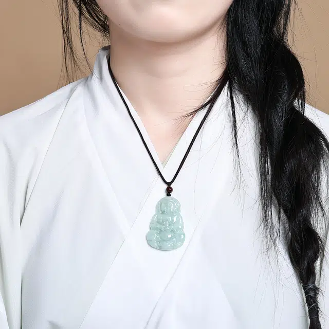 老庙 观音紫檀珠编绳挂坠新中式国潮 豆种 翡翠吊坠 女款
