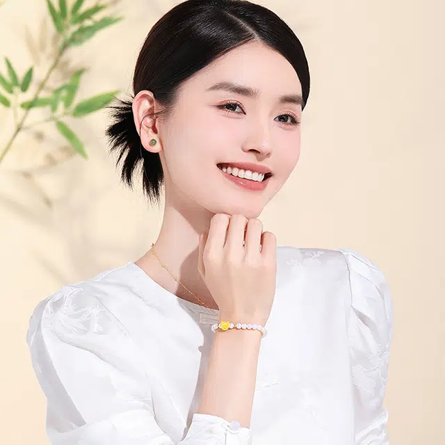老庙 幸运吉言龙 龙年生肖平安福字 足金 按克计价 黄金手串 男女同款情侣款