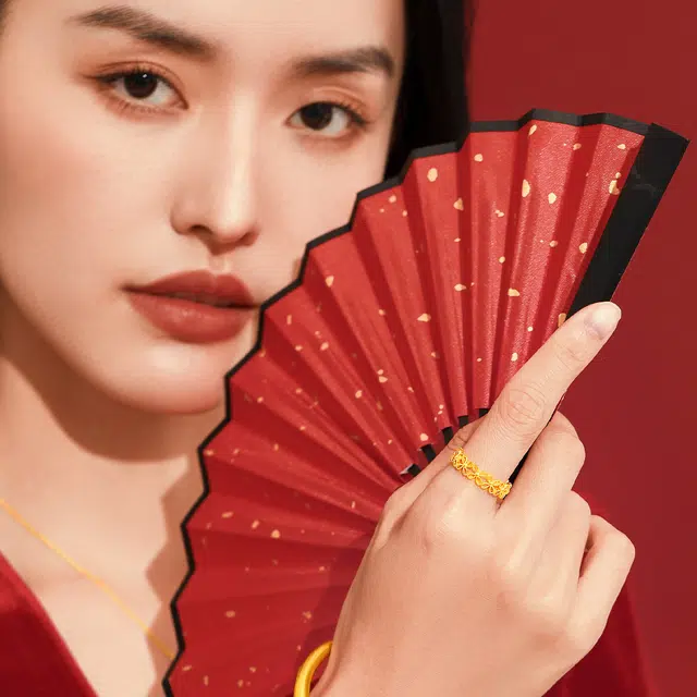 老庙 古法金系列花丝繁花指环经典大气优雅 足金 按克计价 黄金戒指 女款