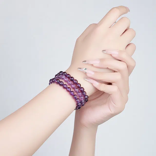 老庙 【紫气东来 学业上岸】浪漫优雅薰衣草色 时尚经典复古设计简约百搭能量石#好运天然 紫水晶 手串 女款