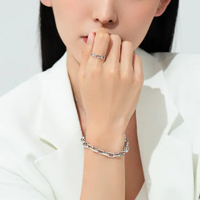 老庙 时尚简约大气气质百搭小众 铂金 手链 女款