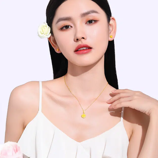 老庙 小众轻奢风幸福花语玫瑰花精致高级感 足金 一口价 黄金戒指 女款