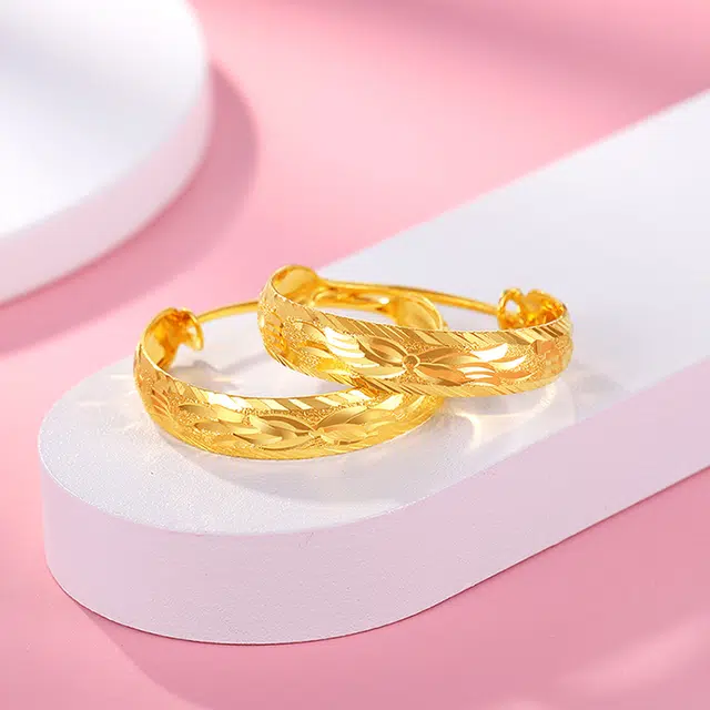 老庙 凤纹温柔风车花工艺 足金 按克计价 黄金耳环 女款