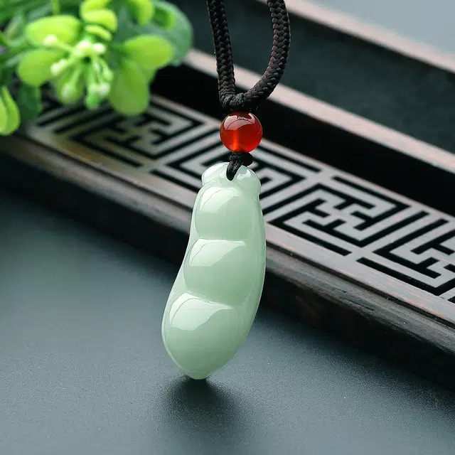 老庙和田玉项链温润精致豆豆角吊坠挂件中性风情侣款