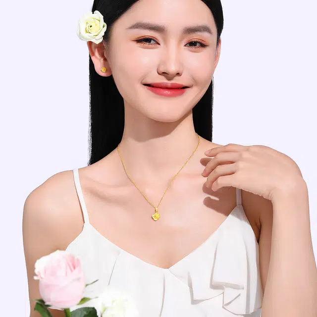 老庙 小众轻奢风幸福花语玫瑰花精致高级感 足金 一口价 黄金戒指 女款