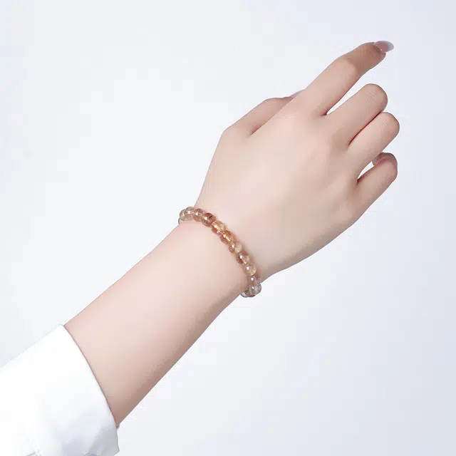 老庙 时来运转 杠上开花新中式水晶串珠 国风小众高级感招财纳福百搭显大气#好运天然 黄发晶 手串 女款