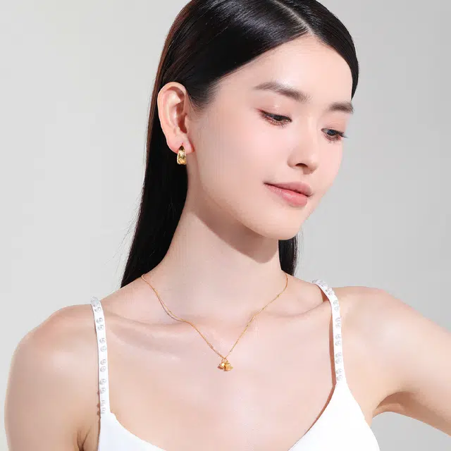 老庙 硬金新中式系列小众民族风挂坠小巧铃兰花 高级感 足金 按克计价 吊坠 女款